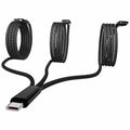Wosixima USB-C 3-in-1 Charging Cable 4ft Black for iPhone 16/15 Pro Max Samsung