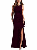 WOOSEA Women's Sleeveless Split Bodycon Mermaid Dress Black Size XL