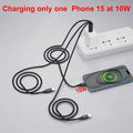 Wosixima USB-C 3-in-1 Charging Cable 4ft Black for iPhone 16/15 Pro Max Samsung