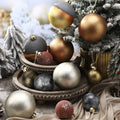 Relaxgiant 12 Pcs Neutral Brown Grey Matte Glass Christmas Ornaments 4in 2.36in