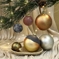 Relaxgiant 12 Pcs Neutral Brown Grey Matte Glass Christmas Ornaments 4in 2.36in
