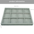 AIRZSNRY Large Velvet Jewelry Tray Drawer Organizer 12 Grid Grey
