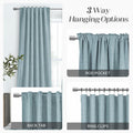 PANGSINNE 63in Blackout Linen Curtains 2 Panels Dusty Blue 52x63in