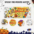 Artlunar Halloween Giant Coloring Poster Witch Ghost Bat Orange 31x72 Inch