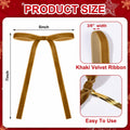 Glitinsel Khaki Velvet Bows Christmas Tree Ornaments 24 Pcs 5x7in