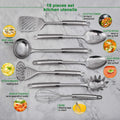 StnKitchExplor Stainless Steel Utensil Set 28 Pcs Cooking Tools Silver Holder
