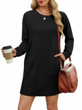 WIHOLL Women's Elegant Long Sleeve Mini Dress Khaki Size S