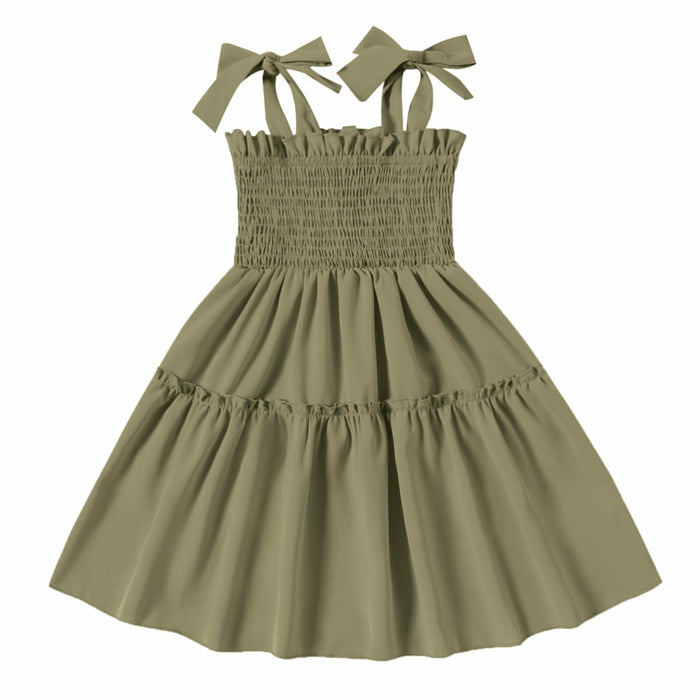 Neutocd Toddler Girls Sleeveless Summer Dress Solid Green Size 5-6 Years