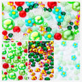 MYYKO 160g Christmas Flatback Rhinestones Half Pearls Mix Size 3-10mm Red Green