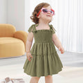 Neutocd Toddler Girls Sleeveless Summer Dress Solid Green Size 5-6 Years