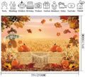 XCKALI Autumn Photography Background Thanksgiving Pumpkin Maple Leaf 7x5ft