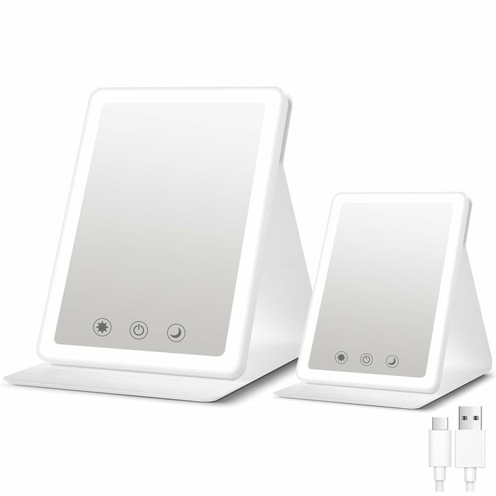 BACK KTCL 2 Pack 2025 Rechargeable Travel Makeup Vanity Mirror 72 LED Lights