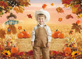 XCKALI Autumn Photography Background Thanksgiving Pumpkin Maple Leaf 7x5ft