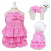 Wiz BBQT Cat Pink Tiered Ruffle Dress Bow Small Dog Clothes Size L