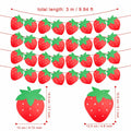 PEUTIER 4pcs Strawberry Party Banners Baby Shower Decorations Red Paper
