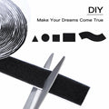 BQS 1" Self Adhesive Hook and Loop Tape 16ft Black Sticky Back Fastener