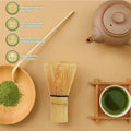 Sfutee Matcha Whisk Set 4pcs Ceramic Bowl Bamboo Scoop Chasen Holder 19oz Green