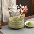 Sfutee Matcha Whisk Set 4pcs Ceramic Bowl Bamboo Scoop Chasen Holder 19oz Green