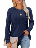 onlypuff Womens Plus Size 3X Navy Long Sleeve Tunic Top 3X