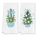 SereneHanctuary Chinoiserie Pink Bow Martini Kitchen Towels 16x24 Set of 4