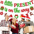 Ruicenbabiii Red A Little Present Is on the Way Baby Shower Banner Christmas