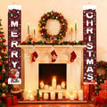 Libemskix Merry Christmas Door Banner 71x12in Red Black Buffalo Plaid 2pcs
