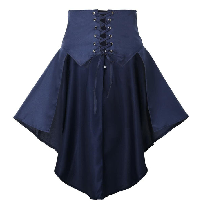 COSDREAMER Steampunk Ruffle Pirate Corset Skirt Belt Blue Size XL