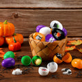 Fulmoon Halloween Plastic Skeleton Eggs Spiders Party Supplies 164 Pcs Orange