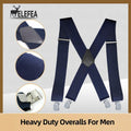 ELEFEA Men's Heavy Duty Suspenders 2" Wide X-Shape Adjustable Navy Blue Size L