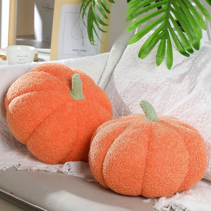 Queekay 2 Pcs Pumpkin Pillow Plush 11x9.5 Inch Orange Fall Decor