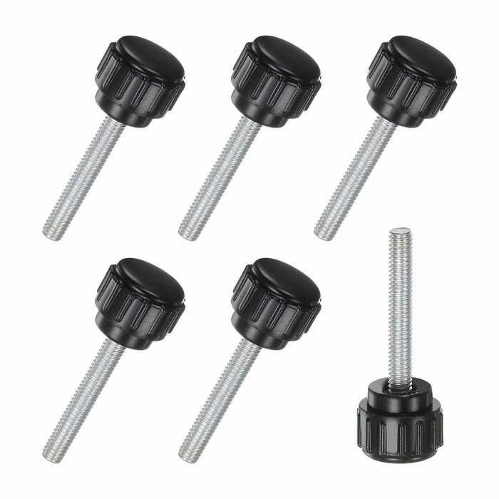 M METERXITY 6-Pack M4x25mm Knurled Clamping Knobs Carbon Steel Black