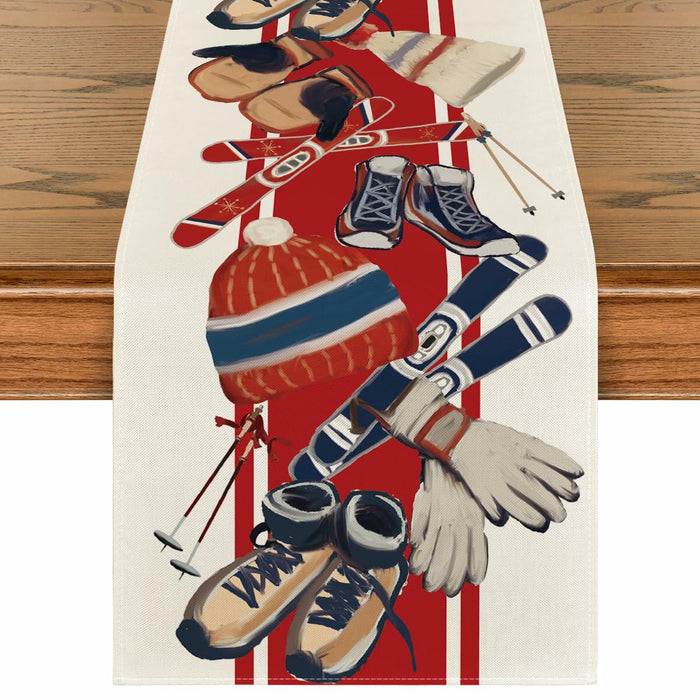 Artoid Mode Red Snowboarding Christmas Table Runner 13x48 Inch