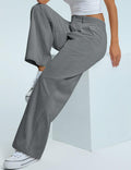 Kistore Womens Wide Leg Pleated Palazzo Work Trousers Blue Gray Size S