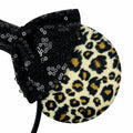 Foeran Sequin Mouse Ears Headband with Bow for Kids Adults Women Black