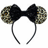 Foeran Sequin Mouse Ears Headband with Bow for Kids Adults Women Black