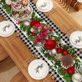 Jiudungs Linen Green Black Buffalo Check Plaid Table Runner 60in