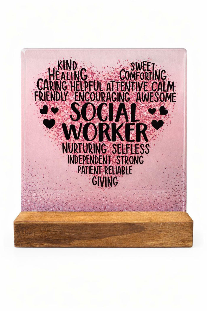 Mhfpl Social Worker Thank You Acrylic Plaque Sign 3.92x3.92x0.3 Lucency