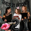 RASPATI 21st Birthday Decorations Black Pink Rose Gold Balloon Banner