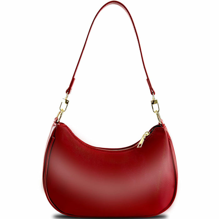 KUNZHAN Leather Shoulder Bag Women Hobo Tote Mini Clutch Purse Red