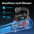 WHATOOK Cordless Leaf Blower 20V 4.0Ah Brushless Motor 2 Batteries Grey