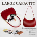 KUNZHAN Leather Shoulder Bag Women Hobo Tote Mini Clutch Purse Red