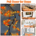 PAJH Fall Thanksgiving Garland 5.25ft 72 LED 8 Modes Orange Leaf Lights