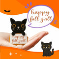 Skyists Crochet Black Cat Plush with Happy Fall Y'All Sign 3.74in Orange Black