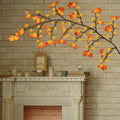 PAJH Fall Thanksgiving Garland 5.25ft 72 LED 8 Modes Orange Leaf Lights