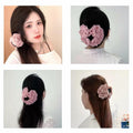 Pink Floral Hair Claw Rose Shark Clip Satin Hair Accessory for Women Girls