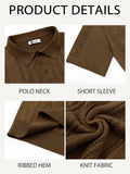 Runcati Mens Slim Fit Knit Polo Shirt Short Sleeve Cotton Coffee Size XX-Large