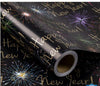 RUSPEPA New Year Wrapping Paper Roll Black Gold 17.5in x 32.8ft Mini Roll