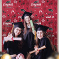 Pedel 2025 Graduation Foil Fringe Curtains 2 Pack 3.2x6.5ft Maroon Black