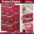 Pedel 2025 Graduation Foil Fringe Curtains 2 Pack 3.2x6.5ft Maroon Black