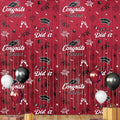 Pedel 2025 Graduation Foil Fringe Curtains 2 Pack 3.2x6.5ft Maroon Black